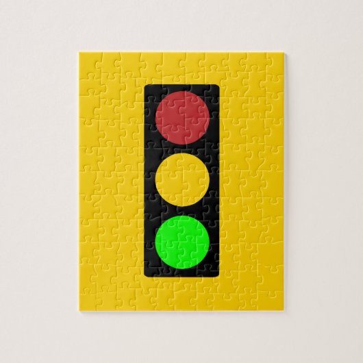 Ampel vor Vorsicht Straßenschild Puzzle (Vertikal)