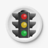 Ampelleuchten Rot-Gelb-Grün-Signal Pappteller (Vorderseite)