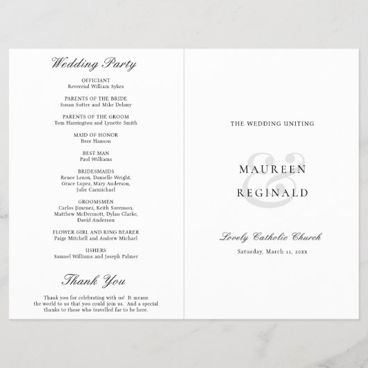 Amperand formale katholische Hochzeitsfeierlichkei Flyer (Vorne)