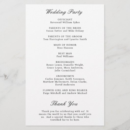 Amperand Traditional Budget Wedding Program Flyer (Hinten)