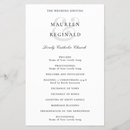 Amperand Traditional Budget Wedding Program Flyer (Vorne)