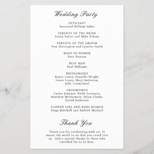 Amperand Traditional Budget Wedding Program Flyer (Hinten)