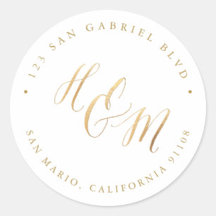 Ampersand A-Z Monogram-Kalligrafie-Imitate Gold Runder Aufkleber