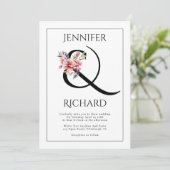 Ampersand and peach-pink rhododendron wedding einladung (Stehend Vorderseite)