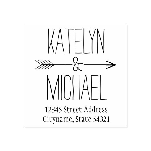 Ampersand Arrow Wedding Monogram Rücksendeadresse Gummistempel (Prägung)