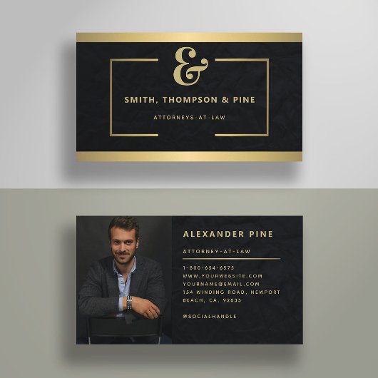 Ampersand Beruflicher Black Gold Foto Bus Visitenkarte