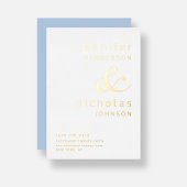Ampersand Blue Wedding rettet das Datum Gold Folieneinladung
