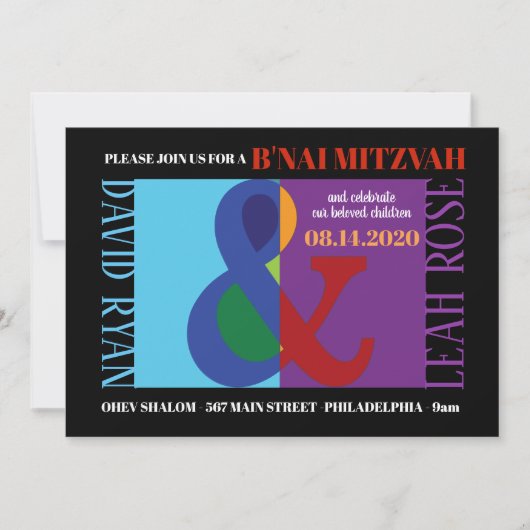 AMPERSAND B'NAI MITZVAH Bar Bat Mitzvah Einladung (Vorderseite)