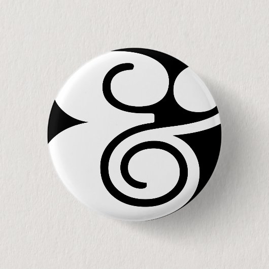 Ampersand "&" Designer Abstrakt | BL White | Button (Vorderseite)