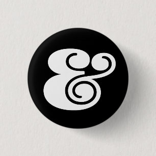 Ampersand "&" Designer   BL White   Button