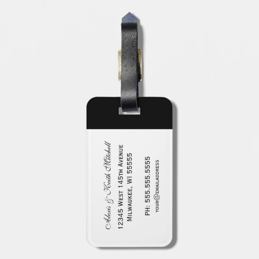 Ampersand Elegance: Schwarzflitterwochen-Gepäcktag Gepäckanhänger (Rückseite vertikal)