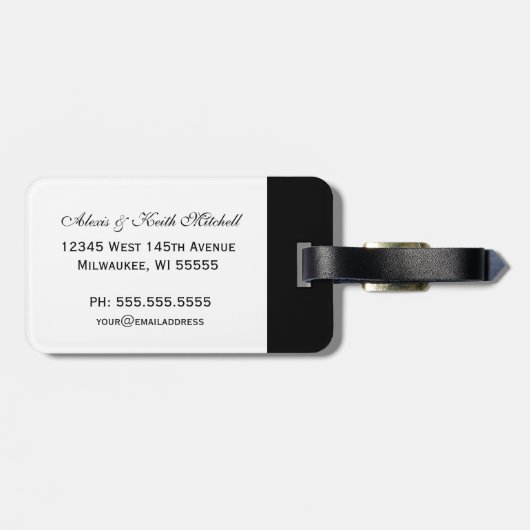 Ampersand Elegance: Schwarzflitterwochen-Gepäcktag Gepäckanhänger (Rückseite horizontal)