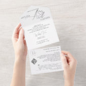Ampersand Elegantes Script QR Code Budget Hochzeit All In One Einladung (Abreißen)