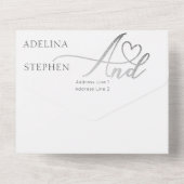 Ampersand Elegantes Script QR Code Budget Hochzeit All In One Einladung (Rückseite)