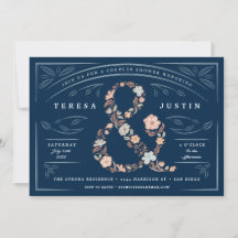 Ampersand Florales Paar-Duschparty-Einladung