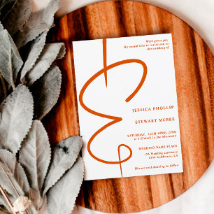 Ampersand Foto Orange-Skript Qr-Code Hochzeit Einladung