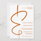 Ampersand Foto Orange-Skript Qr-Code Hochzeit Einladung (Vorderseite)