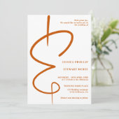 Ampersand Foto Orange-Skript Qr-Code Hochzeit Einladung (Stehend Vorderseite)