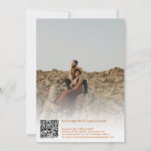 Ampersand Foto Orange-Skript Qr-Code Hochzeit Einladung (Rückseite)