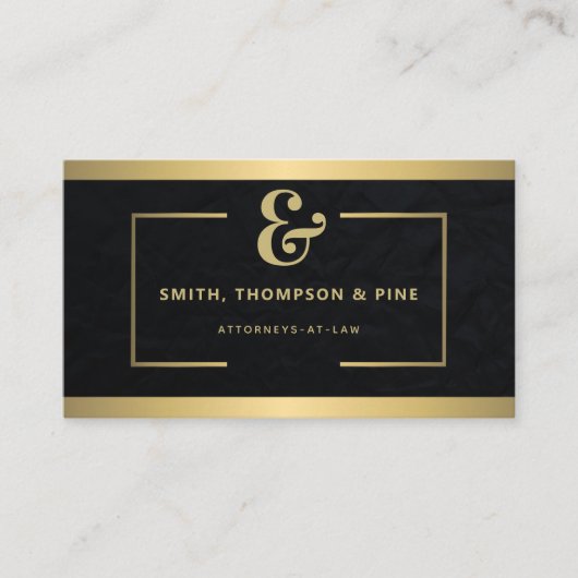 Ampersand Geometrisches Schwarzes Gold Berufliches Visitenkarte (Vorderseite)