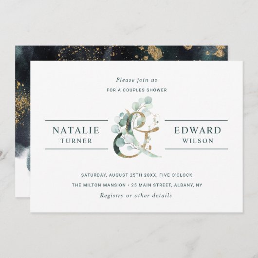 Ampersand Gold Greenerity Wedding Couples Dusche Einladung (Vorne/Hinten)