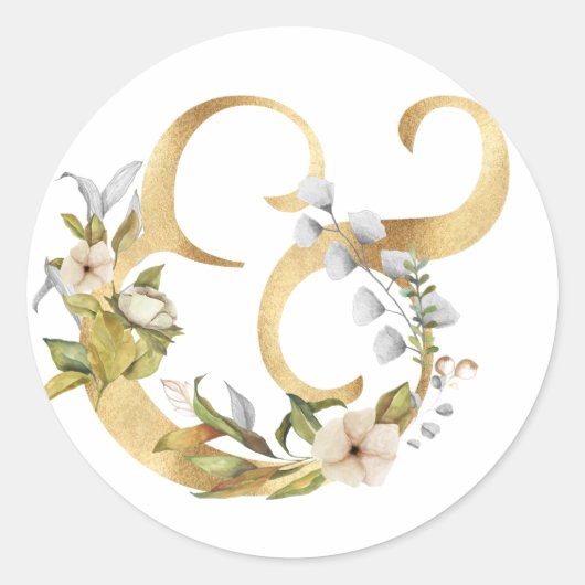Ampersand-Gold Runder Aufkleber (Vorderseite)