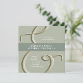 Ampersand Gold Sage Green Wedding Einladung (Stehend Vorderseite)
