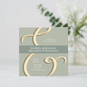 Ampersand Gold Sage Green Wedding Einladung (Stehend Vorderseite)