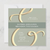 Ampersand Gold Sage Green Wedding Einladung (Vorderseite)
