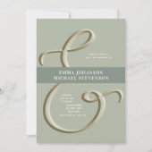 Ampersand Gold Sage Green Wedding Einladung (Vorderseite)