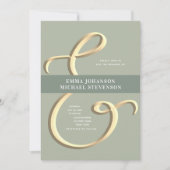 Ampersand Gold Sage Green Wedding Einladung (Vorderseite)