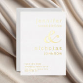 Ampersand graue Hochzeit retten das Datum Gold Folieneinladung