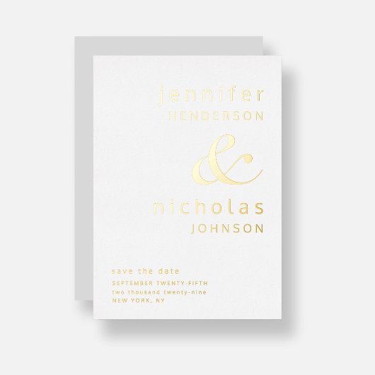 Ampersand graue Hochzeit retten das Datum Gold Folieneinladung