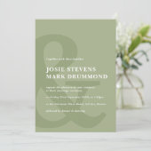 Ampersand-Grün-Hochzeit Einladung (Stehend Vorderseite)