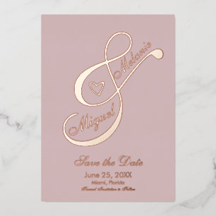 Ampersand Herzblush Save the Date gepresste Rose Folieneinladung