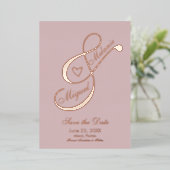 Ampersand Herzblush Save the Date gepresste Rose Folieneinladung (Stehend vorne)
