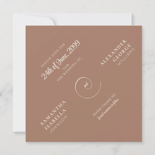 Ampersand Minimalistisch Mocha Mousse Zeitlose Hoc Save The Date (Vorderseite)