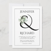 Ampersand mit Eukalyptus-Zweig und QR-Hochzeit Einladung (Vorderseite)