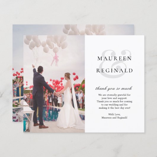 Ampersand Modern Foto Wedding Dankeschön Card (Vorne/Hinten)