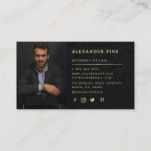 Ampersand Modernes Schwarzes Gold Berufliches Foto Visitenkarte (Rückseite)