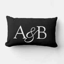 Ampersand Monogram Black and White Couple Lendenkissen