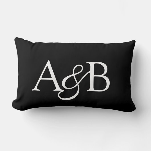 Ampersand Monogram Black and White Couple Lendenkissen (Vorderseite)