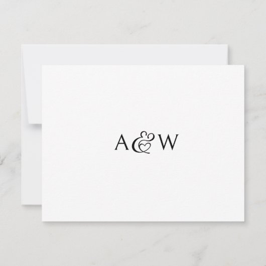 Ampersand Monogram Black and White Wedding RSVP (Rückseite)