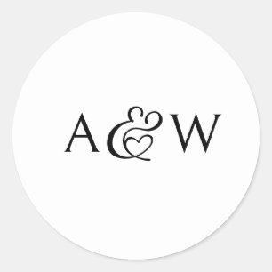 Ampersand Monogram Black and White Wedding Runder Aufkleber