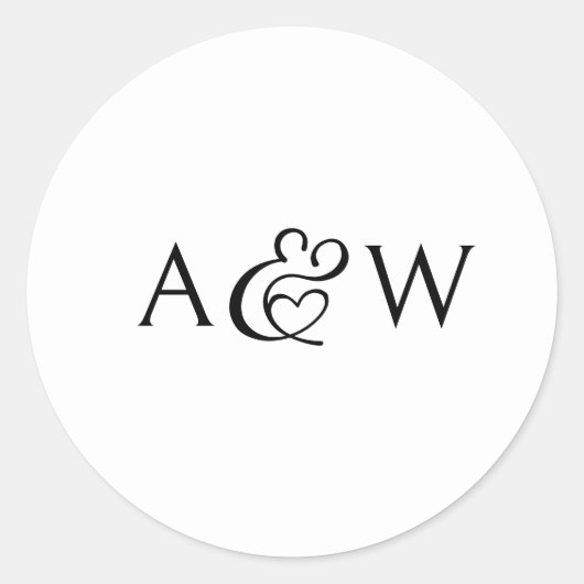 Ampersand Monogram Black and White Wedding Runder Aufkleber (Vorderseite)