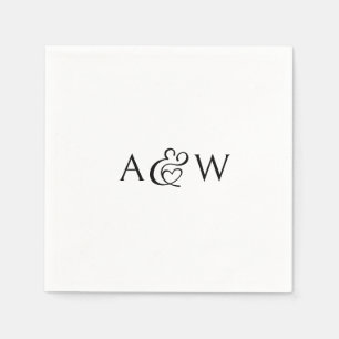 Ampersand Monogram Black and White Wedding Serviette