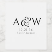 Ampersand Monogram Black and White Wedding Weinetikett (Einzelnes Label)