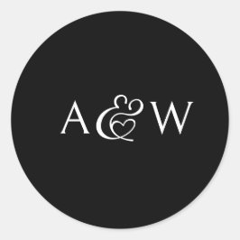 Ampersand Monogram Black Wedding Runder Aufkleber