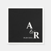 Ampersand Monogram Custom Black Wedding Cocktail Serviette (Vorderseite)