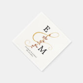 Ampersand Monogram Gold Fall Botanische Hochzeit Serviette (Ecke)